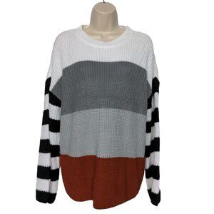 Zesica Women's Striped Pullover Sweater Medium Multicolored
